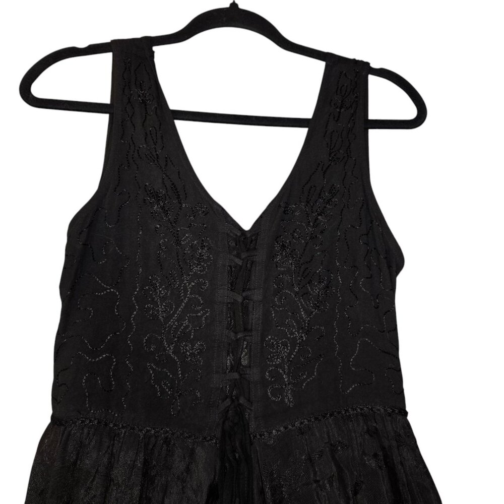 Just Cruising Womens Free Size Midi Dress Black Flowy Whimsygoth Fairygrunge - Picture 4 of 14